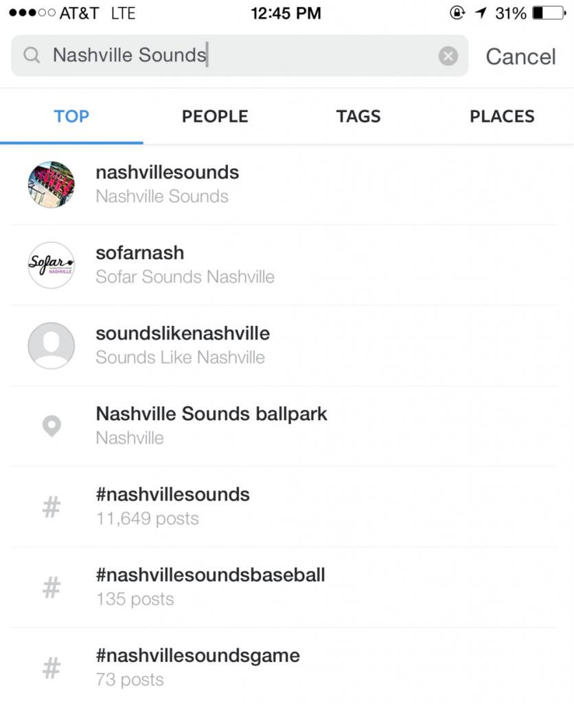 Instagram search and explore feature