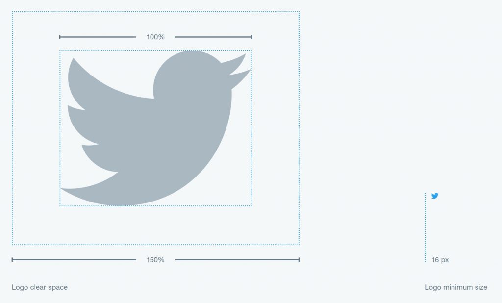 Inside the twitter style guide, they show you that white space is important to give their logo breathing room.