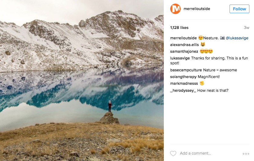 A Merrell Instagram post created by Parachute Media that exemplifies the brand's voice.