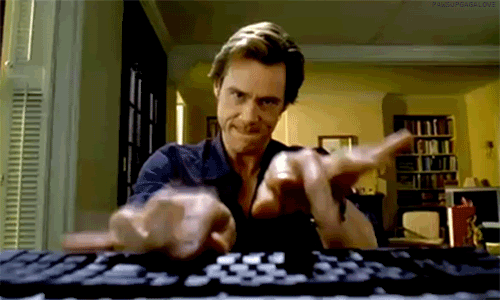 Bruce Almighty typing away.