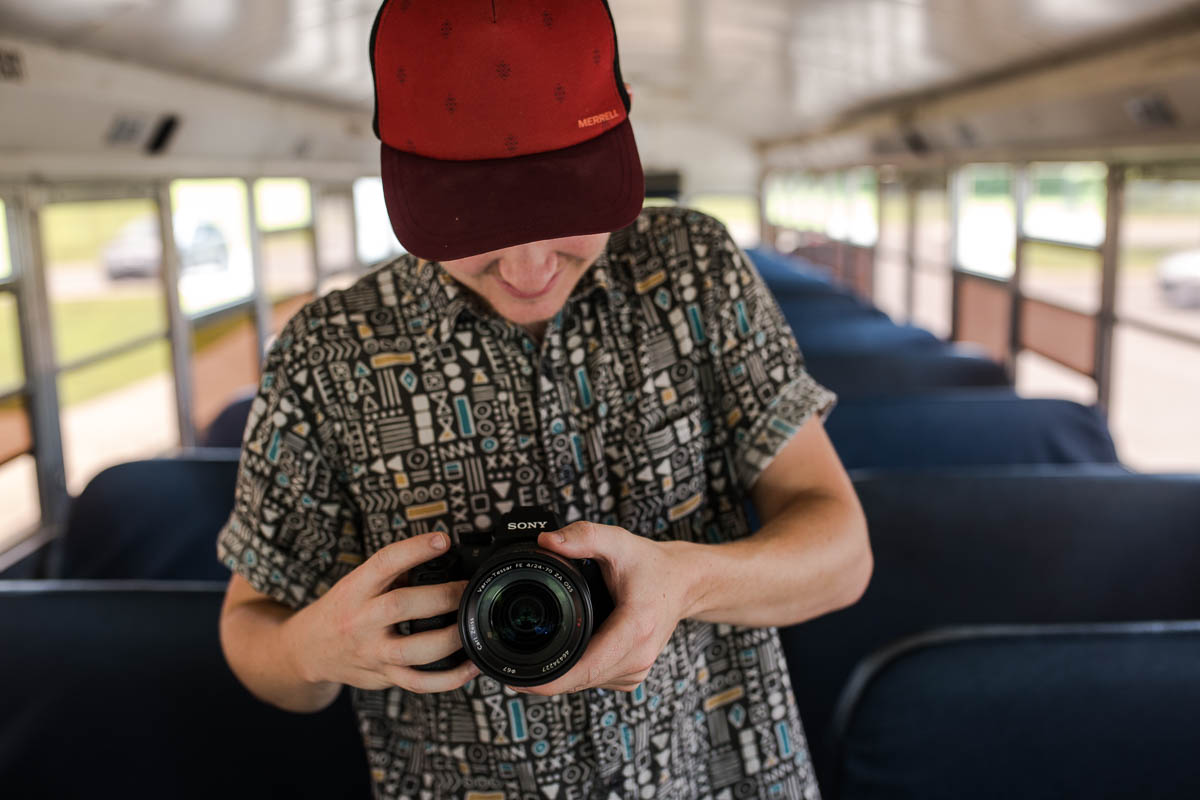 Videographer James filming the School Bus PSA.