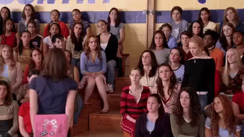 A GIF from Mean Girls’s famous gym scene.