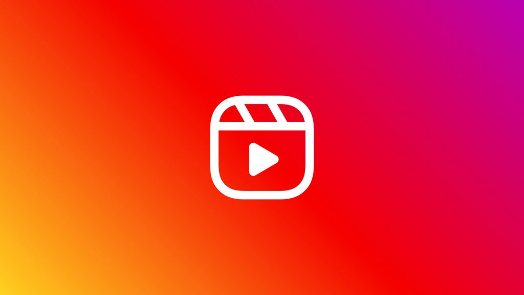 A graphic with a rainbow gradient background and a white Instagram Reels icon centered.