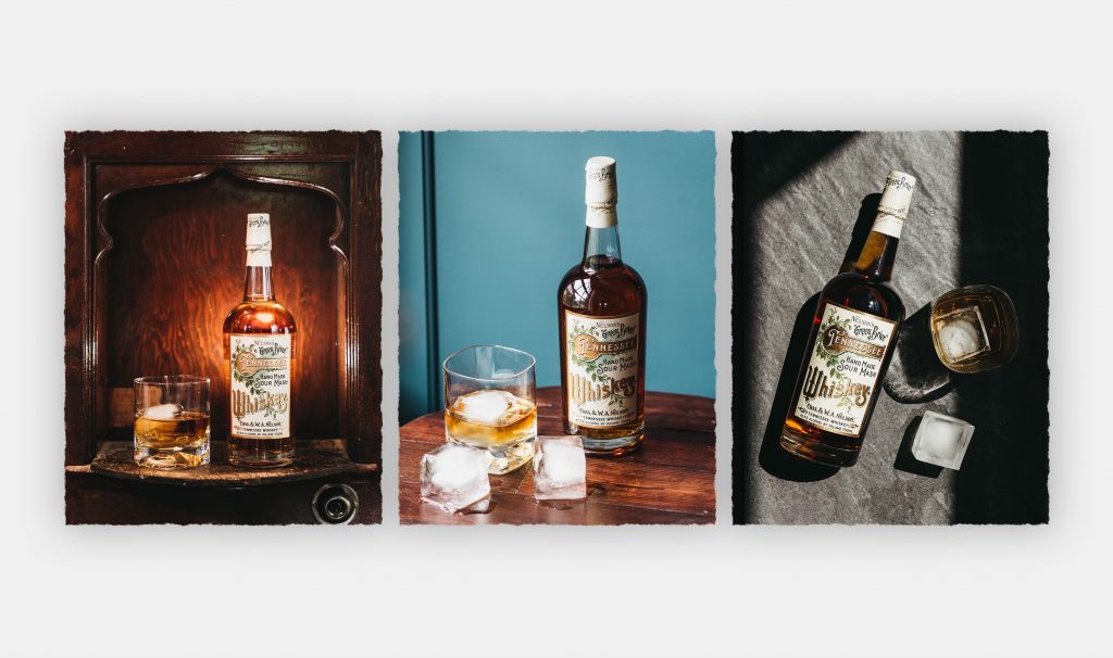 Three images of Nelson's Green Brier Tennessee Whiskey