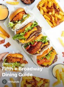 A screenshot of the Fifth + Broadway Dining Guide on Instagram.