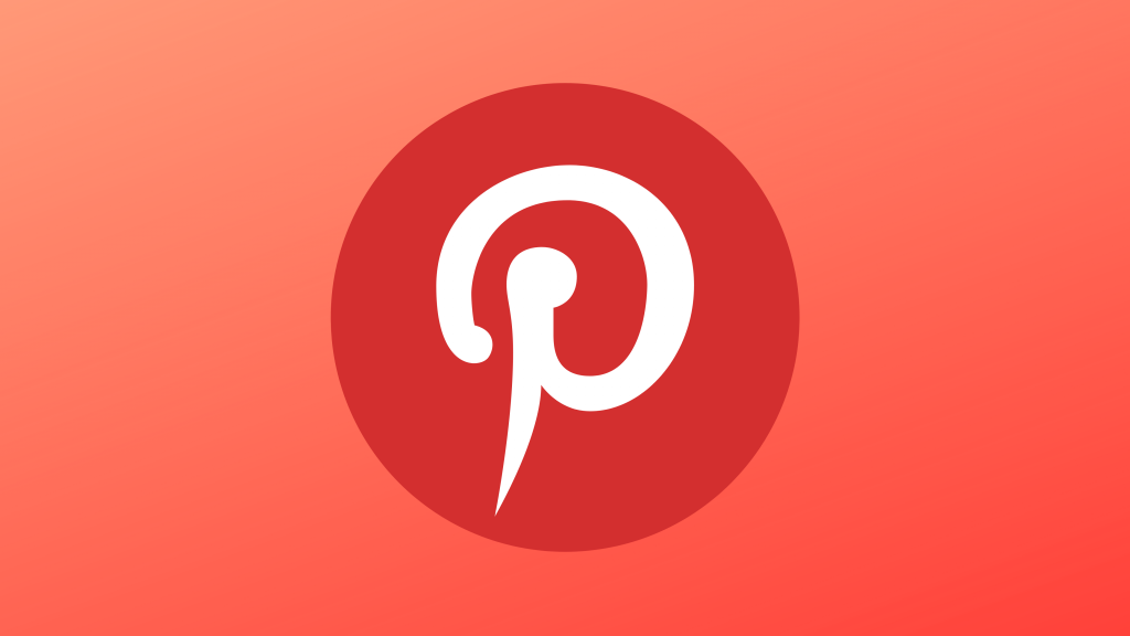 An image of the Pinterest logo on a red gradient background.