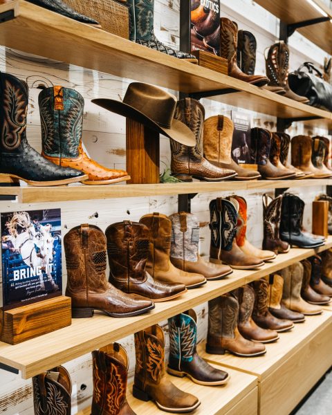 Picture of the boot wall at Ariat
